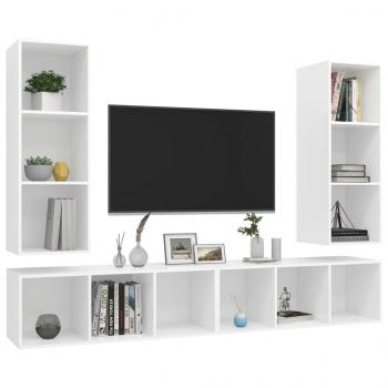 TV-Wandschränke 4 Stk. Weiß Holzwerkstoff