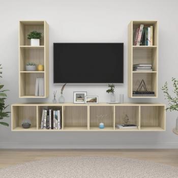 ARDEBO.de - TV-Wandschränke 4 Stk. Sonoma-Eiche Holzwerkstoff