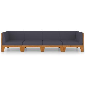 4-tlg. Garten-Lounge-Set mit Kissen Akazie Massivholz