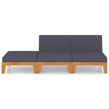 3-tlg. Garten-Lounge-Set mit Kissen Akazie Massivholz