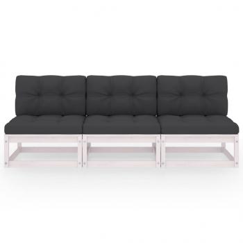 3-Sitzer-Sofa mit Kissen Kiefer Massivholz