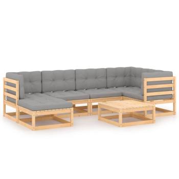 7-tlg. Garten-Lounge-Set mit Kissen Massivholz Kiefer