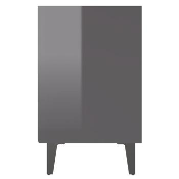 ARDEBO.de - Nachttische mit Metallbeinen 2 Stk. Hochglanz-Grau 40x30x50 cm