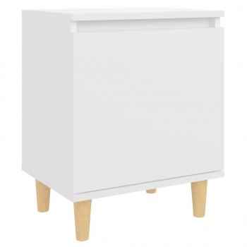 Nachttisch mit Massivholz-Beinen Weiß 40x30x50 cm