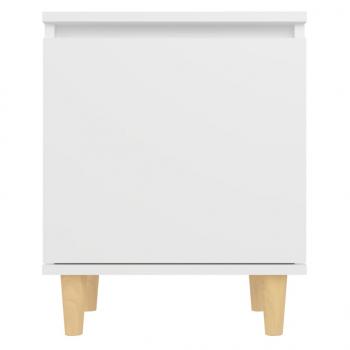 Nachttisch mit Massivholz-Beinen Weiß 40x30x50 cm