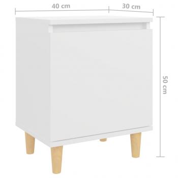 Nachttisch mit Massivholz-Beinen Weiß 40x30x50 cm