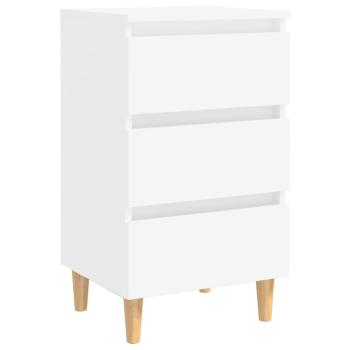 ARDEBO.de - Nachttische mit Massivholz-Beinen 2 Stk. Weiß 40x35x69 cm