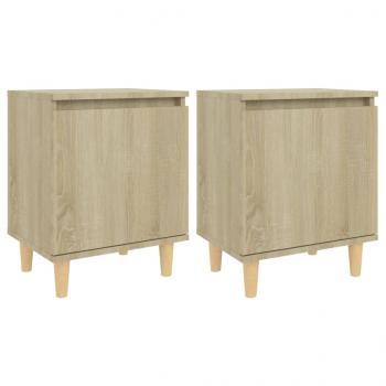 Nachttische 2 Stk. Massivholz-Beinen Sonoma-Eiche 40x30x50cm