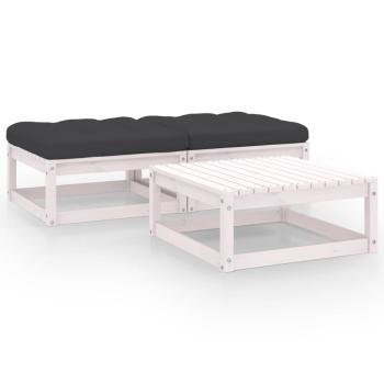 ARDEBO.de - 3-tlg. Garten-Lounge-Set mit Kissen Massivholz Kiefer
