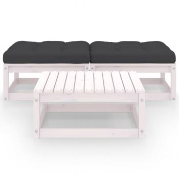3-tlg. Garten-Lounge-Set mit Kissen Massivholz Kiefer