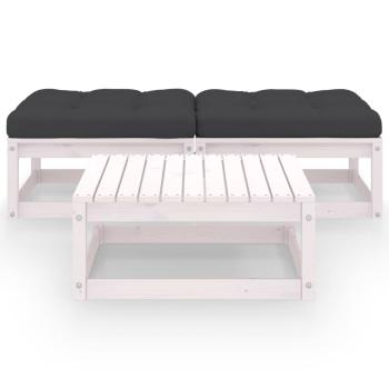 3-tlg. Garten-Lounge-Set mit Kissen Massivholz Kiefer