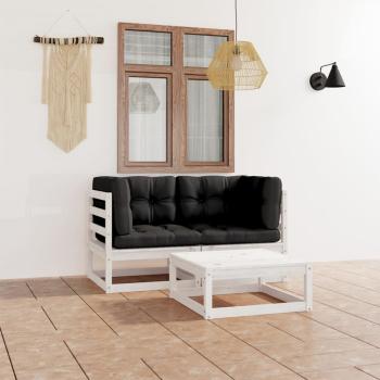 ARDEBO.de - 3-tlg. Garten-Lounge-Set mit Kissen Kiefer Massivholz