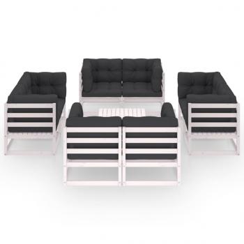 9-tlg. Garten-Lounge-Set mit Kissen Kiefer Massivholz