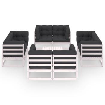 9-tlg. Garten-Lounge-Set mit Kissen Kiefer Massivholz