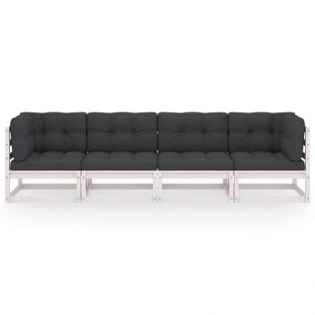 4-Sitzer-Gartensofa mit Kissen Kiefer Massivholz