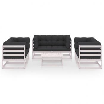 7-tlg. Garten-Lounge-Set mit Kissen Kiefer Massivholz
