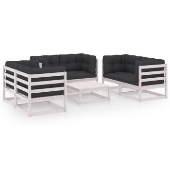 7-tlg. Garten-Lounge-Set mit Kissen Kiefer Massivholz
