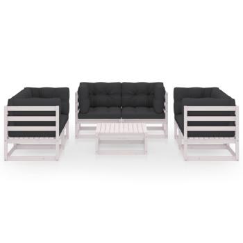 7-tlg. Garten-Lounge-Set mit Kissen Kiefer Massivholz
