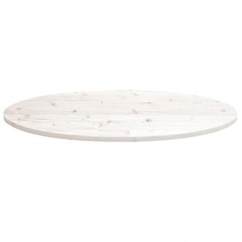 Tischplatte Weiß 90x45x2,5 cm Massivholz Kiefer Oval