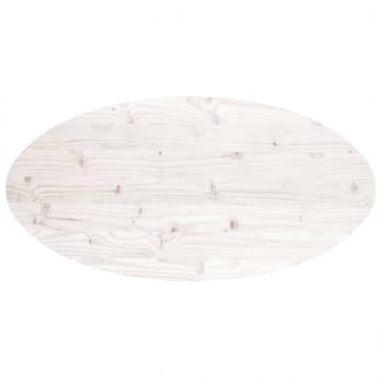 Tischplatte Weiß 90x45x2,5 cm Massivholz Kiefer Oval