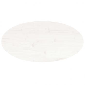 Tischplatte Weiß 80x40x2,5 cm Massivholz Kiefer Oval