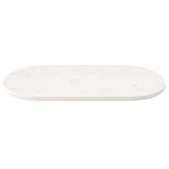 Tischplatte Weiß 100x50x2,5 cm Massivholz Kiefer Oval
