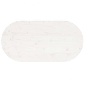 Tischplatte Weiß 100x50x2,5 cm Massivholz Kiefer Oval
