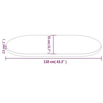 Tischplatte 110x55x2,5 cm Massivholz Kiefer Oval
