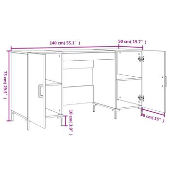 Schreibtisch Räuchereiche 140x50x75 cm Holzwerkstoff