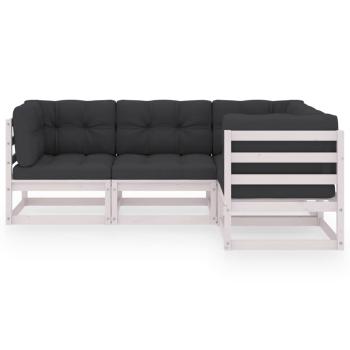 4-tlg. Garten-Lounge-Set mit Kissen Kiefer Massivholz