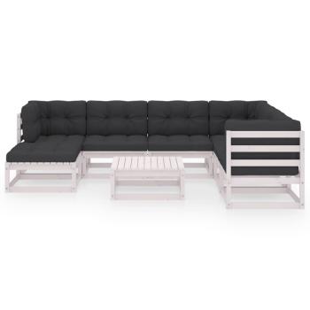 8-tlg. Garten-Lounge-Set mit Kissen Massivholz Kiefer