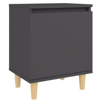 ARDEBO.de - Nachttisch mit Massivholz-Beinen Grau 40x30x50 cm