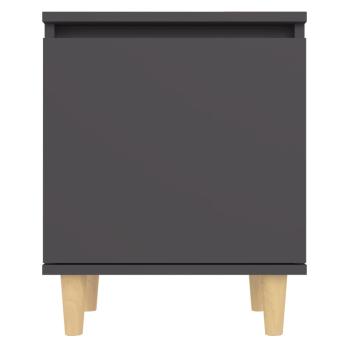 Nachttisch mit Massivholz-Beinen Grau 40x30x50 cm
