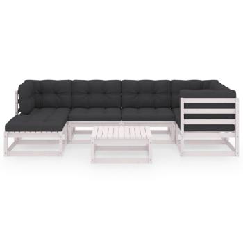 7-tlg. Garten-Lounge-Set mit Kissen Massivholz Kiefer