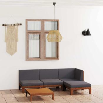 5-tlg. Garten-Lounge-Set mit Kissen Akazie Massivholz