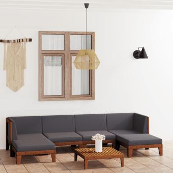ARDEBO.de - 7-tlg. Garten-Lounge-Set mit Kissen Akazie Massivholz