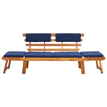 Gartenbank mit Auflagen 2-in-1 190 cm Massivholz Akazie