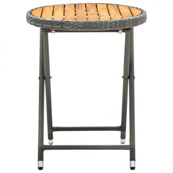 Beistelltisch Grau 60 cm Poly Rattan und Akazie Massivholz