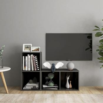 ARDEBO.de - TV-Schränke 2 Stk. Hochglanz-Grau 72x35x36,5 cm Holzwerkstoff