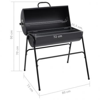 Grill mit 2 Grillrosten Schwarz 80x95x90 cm Stahl 