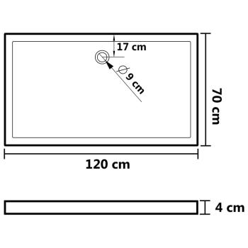 Duschtasse ABS Rechteckig Weiß 70x120 cm