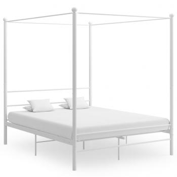 ARDEBO.de - Himmelbett Weiß Metall 160x200 cm 