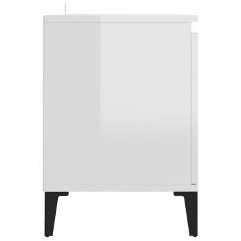 TV-Schrank mit Metallbeinen Hochglanz-Weiß 103,5x35x50 cm