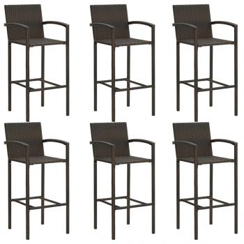 7-tlg. Garten-Bar-Set mit Armlehnen Poly Rattan Braun