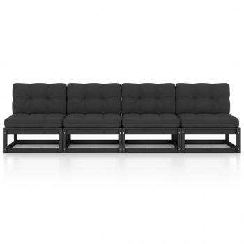 4-Sitzer-Gartensofa mit Kissen Kiefer Massivholz
