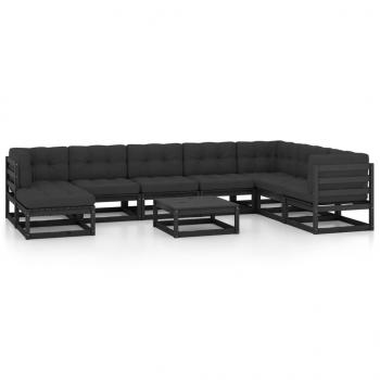 9-tlg. Garten-Lounge-Set mit Kissen Massivholz Kiefer
