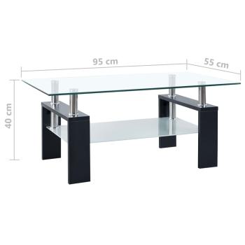 ARDEBO.de - Couchtisch Schwarz Transparent 95x55x40 cm Hartglas