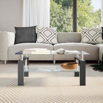 Couchtisch Schwarz Transparent 95x55x40 cm Hartglas