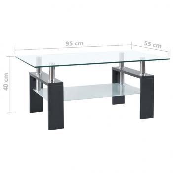 ARDEBO.de - Couchtisch Grau Transparent 95x55x40 cm Hartglas