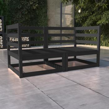 ARDEBO.de - Gartensofa 2-Sitzer Schwarz Massivholz Kiefer